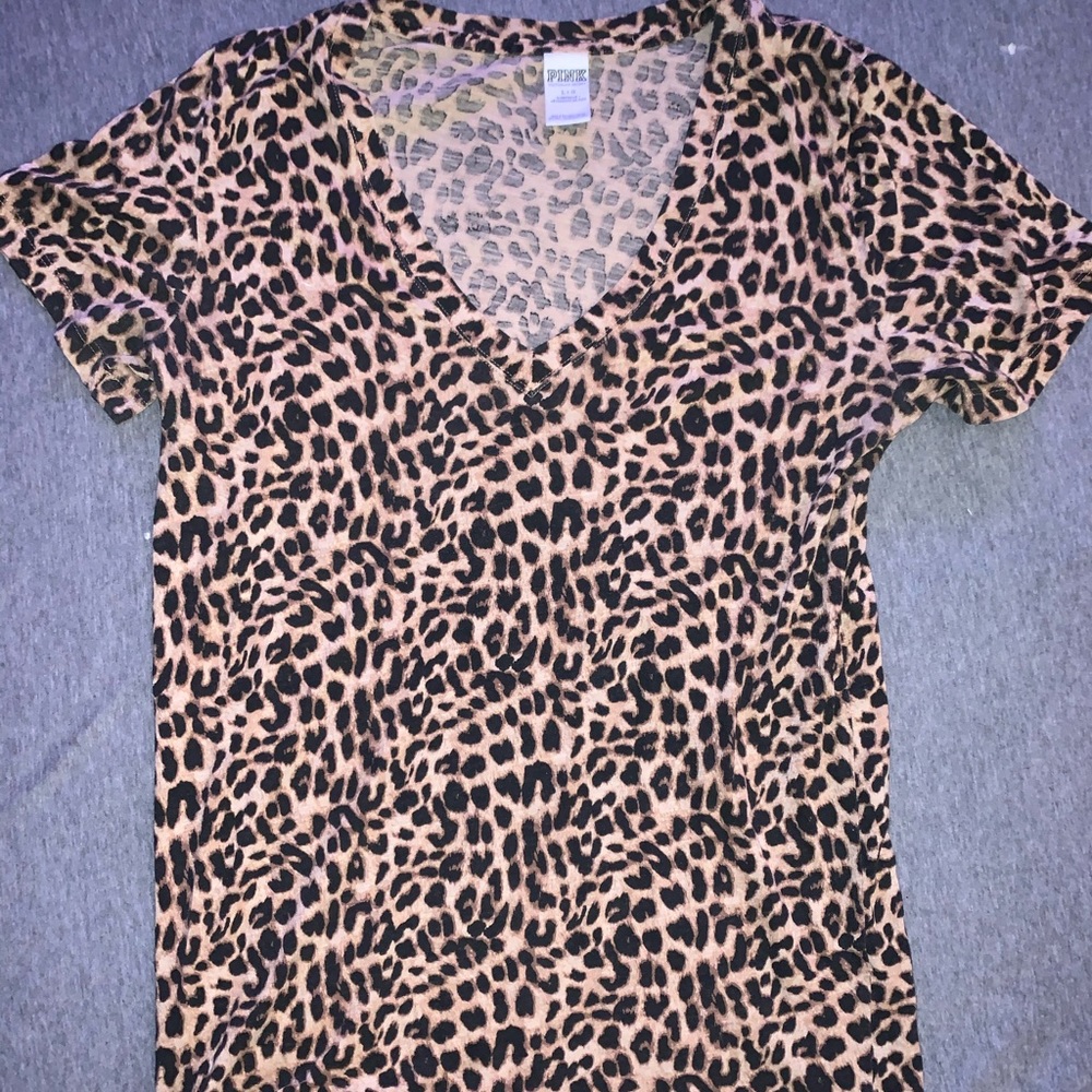 PINK Leopard Print V-Neck